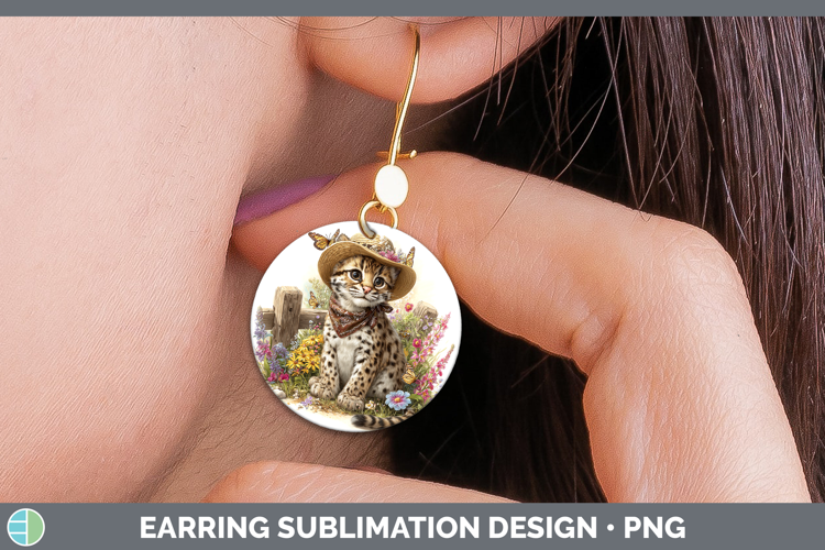 Wild Cats Bandana Summer Margay Cat Round Earrings Sublimati
