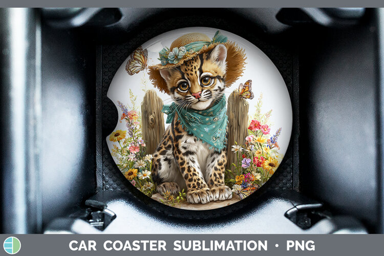GorgeousWild Cats Bandana Summer Car Coaster design.