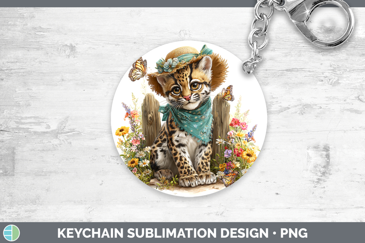 Wild Cats Bandana Summer Ocelot Keychain Sublimation Keyring