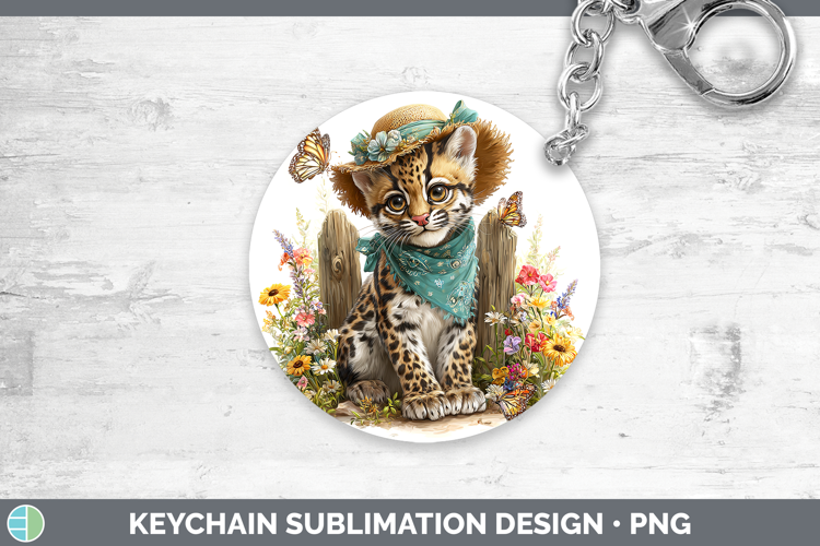 Wild Cats Bandana Summer Ocelot Keychain Sublimation Keyring