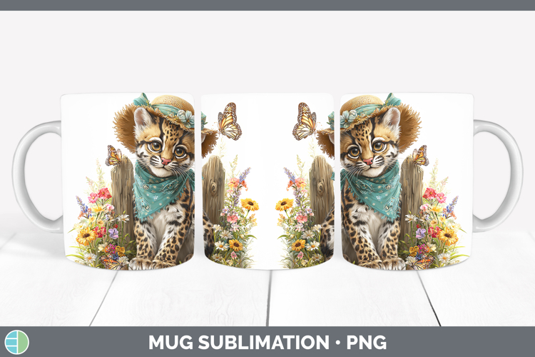 Wild Cats Bandana Summer Ocelot Mug Wrap Sublimation Coffee