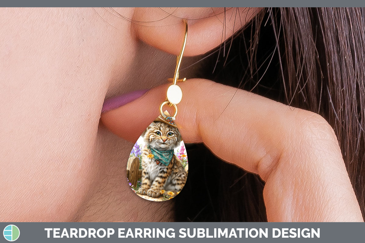 Wild Cats Bandana Summer Pampas Cat Teardrop Earrings Sublim
