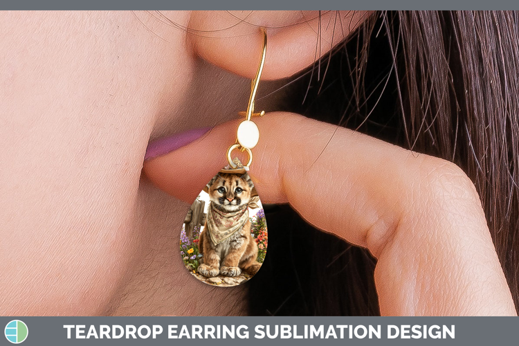 Wild Cats Bandana Summer Puma Concolor Teardrop Earrings Sub