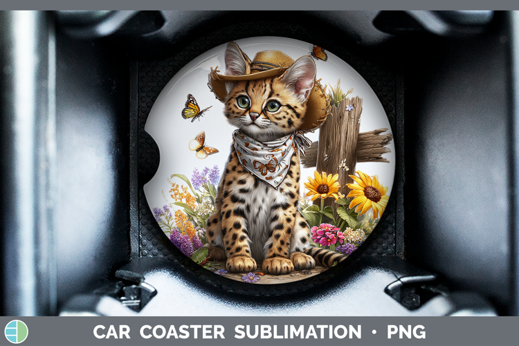 Wild Cats Bandana Summer Serval Car Coaster Sublimation Des