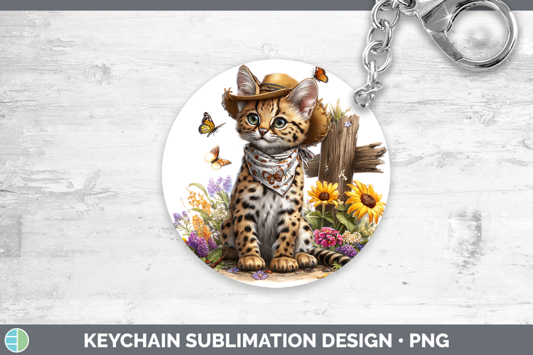 Wild Cats Bandana Summer Serval Keychain Sublimation Keyring