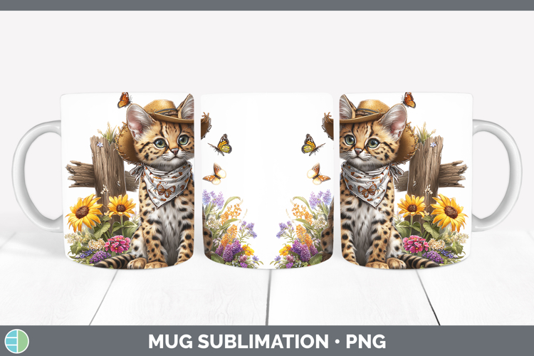 Wild Cats Bandana Summer Serval Mug Wrap Sublimation Coffee
