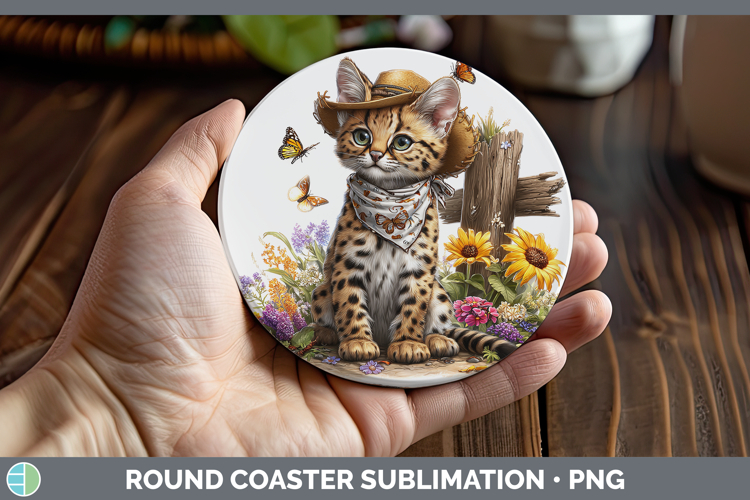 Wild Cats Bandana Summer Serval Round Coaster Sublimation Co