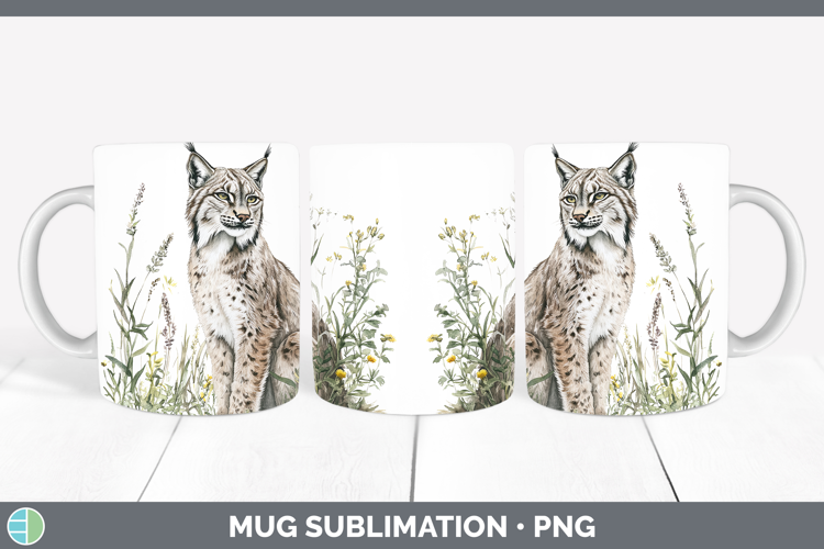 Wild Cats Canada Lynx Mug Wrap Sublimation Coffee Cup Design