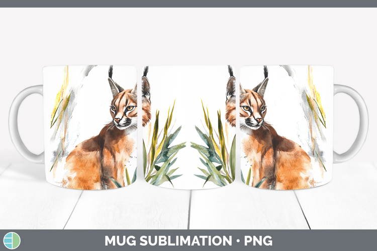 Wild Cats Caracal Mug Wrap Sublimation Coffee Cup Designs