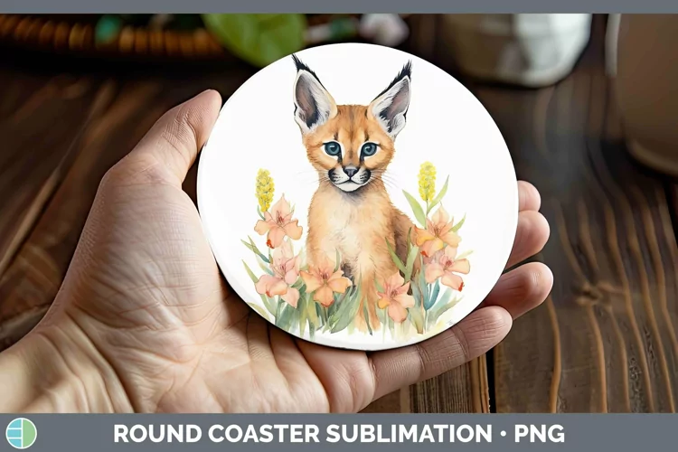 Wild Cats Caracal Round Coaster Sublimation Coaster Designs