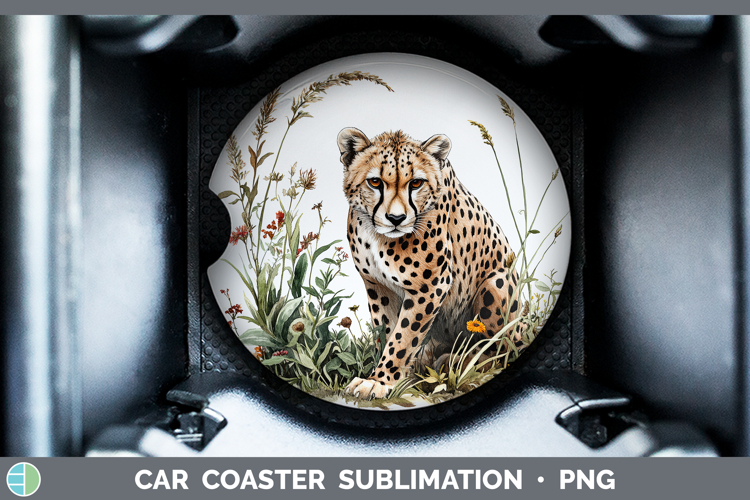 Wild Cats Cheetah Car Coaster Sublimation Designs