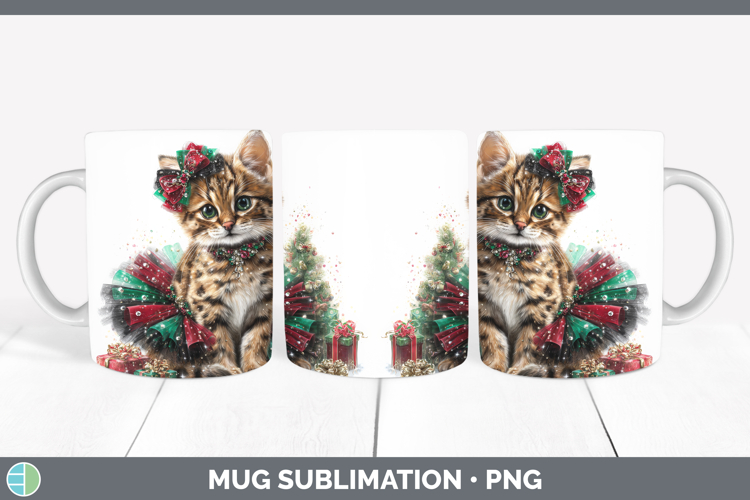 GorgeousWild Cats Cute Christmas Mug Wrap design.