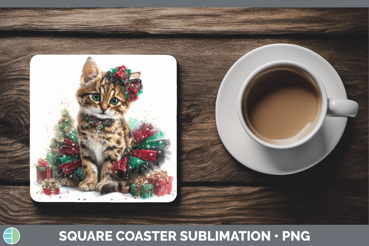 Andean Mountain Cat Square Coaster Wild Cats Cute Christmas