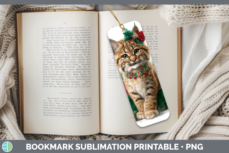 Bobcat Bookmark Wild Cats Cute Christmas Sublimation Printab