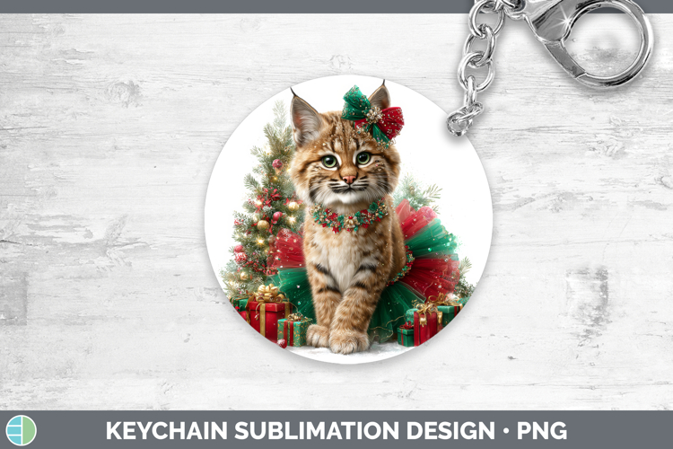 Bobcat Keychain Wild Cats Cute Christmas Sublimation Keyring