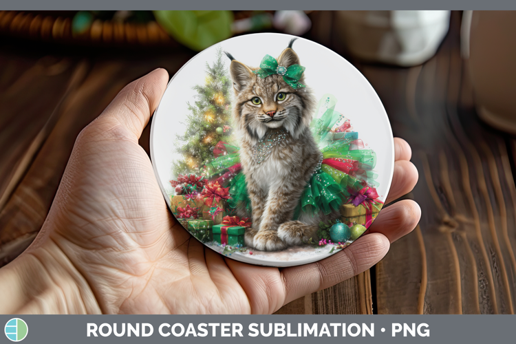 Canada Lynx Round Coaster Wild Cats Cute Christmas Sublimati