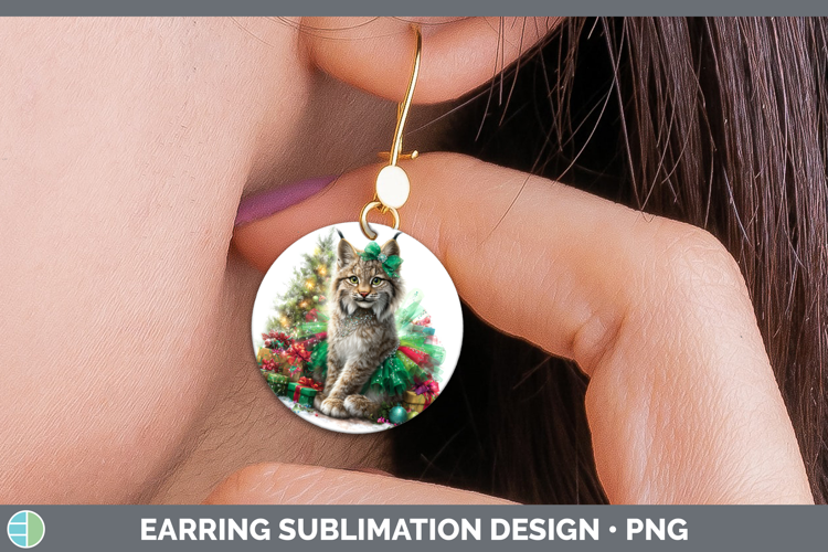 Canada Lynx Round Earrings Wild Cats Cute Christmas Sublimat