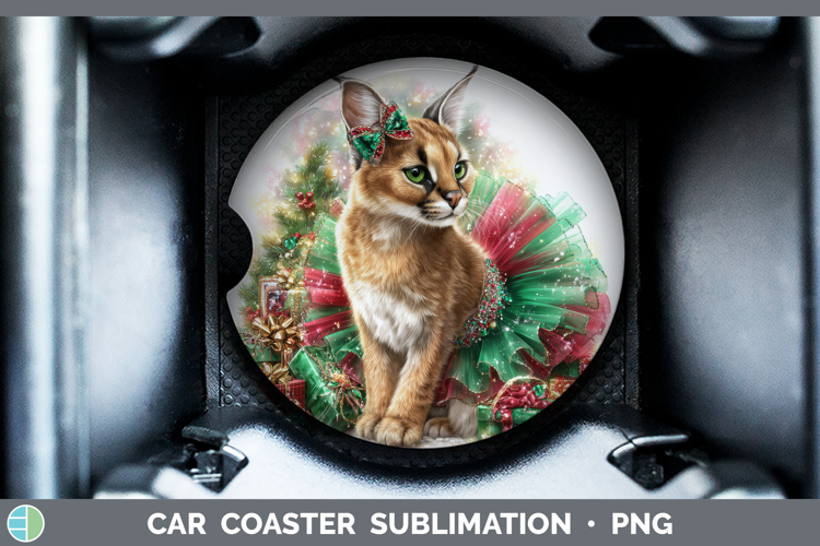 Caracal Car Coaster Wild Cats Cute Christmas Sublimation De