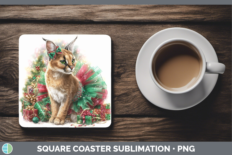 Caracal Square Coaster Wild Cats Cute Christmas Sublimation