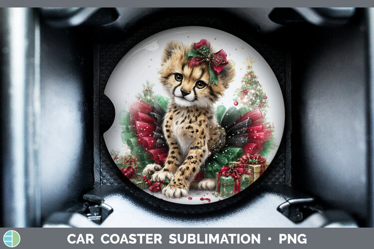 GorgeousWild Cats Cute Christmas Car Coaster design.