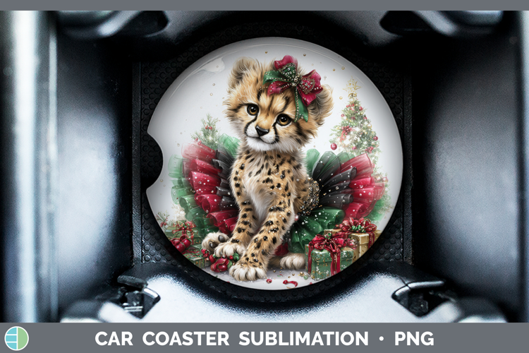 Cheetah Car Coaster Wild Cats Cute Christmas Sublimation De