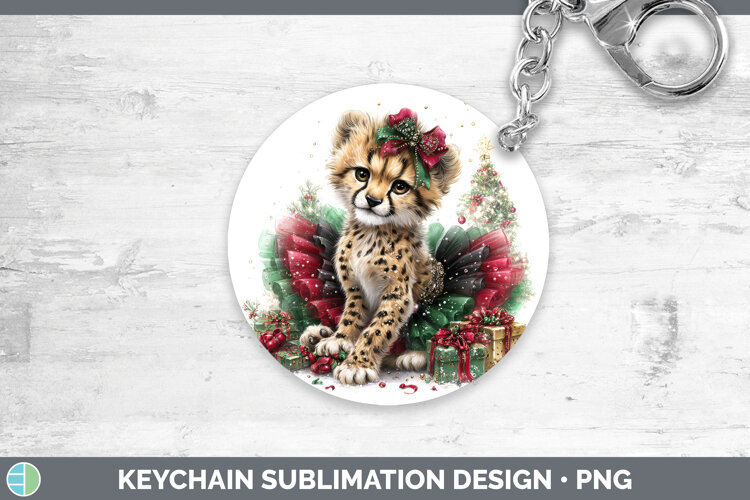 GorgeousWild Cats Cute Christmas Keychain design.