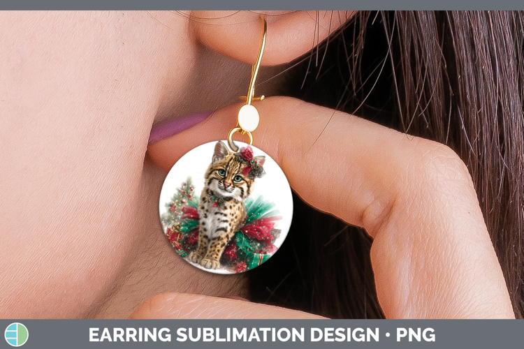 Geoffroys Cat Round Earrings Wild Cats Cute Christmas Sublim
