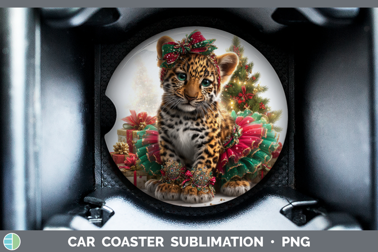 Jaguar Car Coaster Wild Cats Cute Christmas Sublimation Des