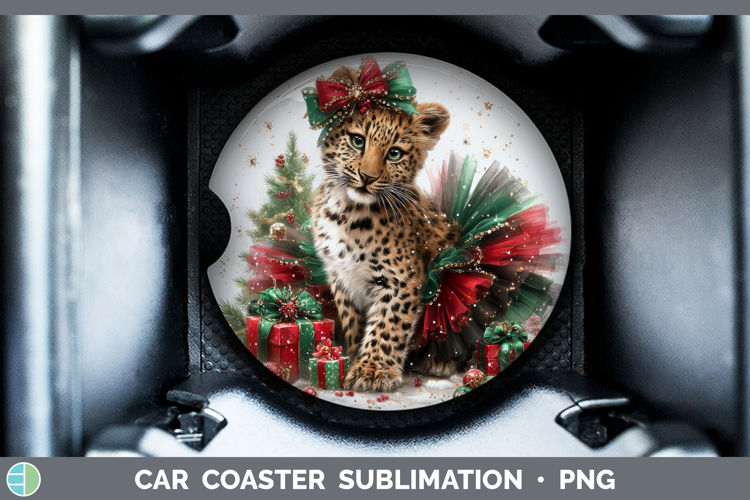 Leopard Car Coaster Wild Cats Cute Christmas Sublimation De