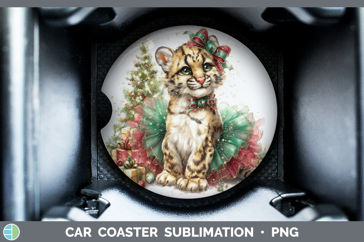 Leopard Clouded Car Coaster Wild Cats Cute Christmas Sublima