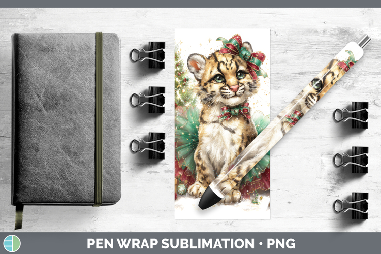 Leopard Clouded Pen Wrap Wild Cats Cute Christmas Sublimatio