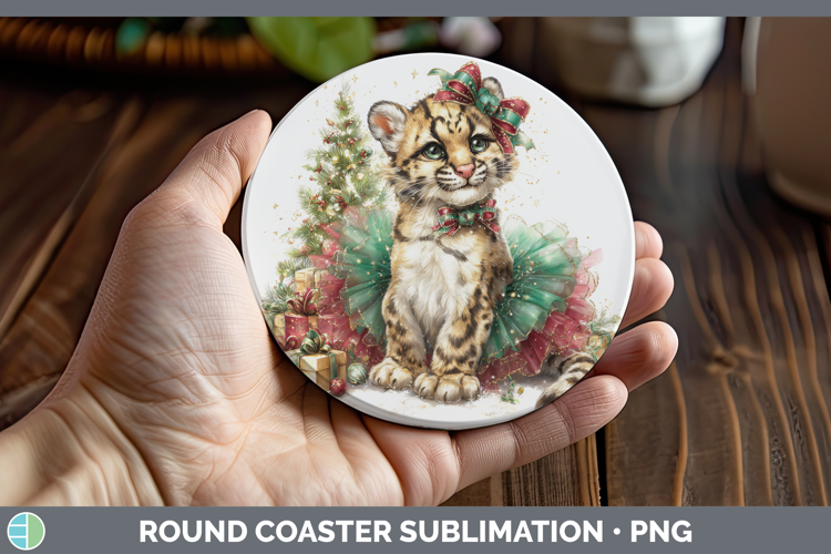 Leopard Clouded Round Coaster Wild Cats Cute Christmas Subli