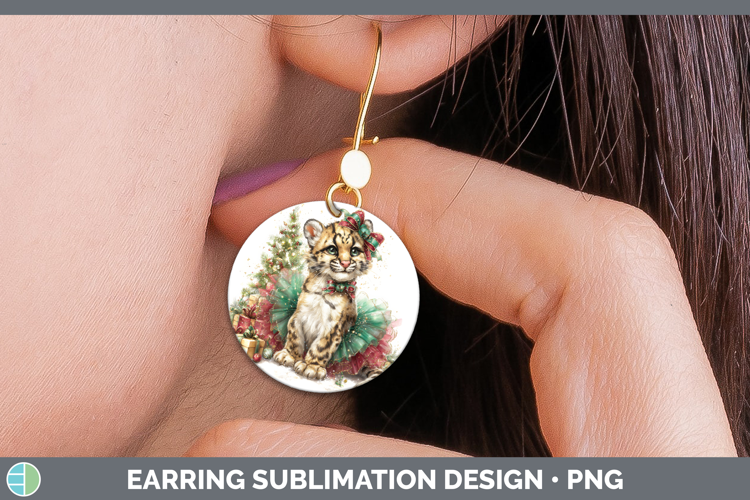 Leopard Clouded Round Earrings Wild Cats Cute Christmas Subl
