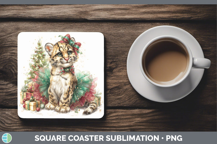 Leopard Clouded Square Coaster Wild Cats Cute Christmas Subl