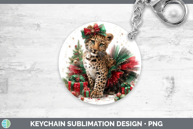 GorgeousWild Cats Cute Christmas Keychain design.