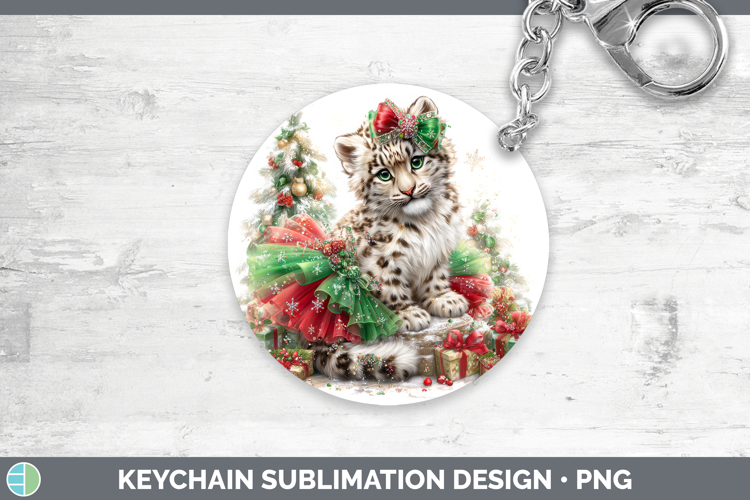 Leopard Snow Keychain Wild Cats Cute Christmas Sublimation K