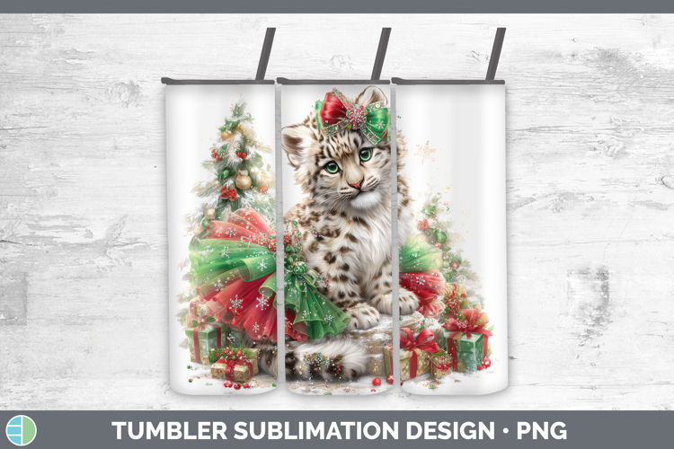 Leopard Snow Tumbler Wild Cats Cute Christmas Sublimation 20