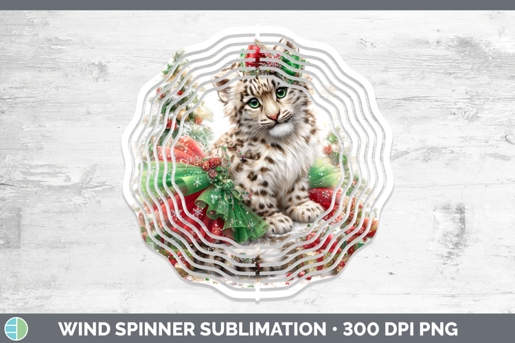 Leopard Snow Wind Spinner Wild Cats Cute Christmas Sublimati