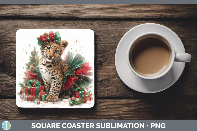 GorgeousWild Cats Cute Christmas Square Coaster design.