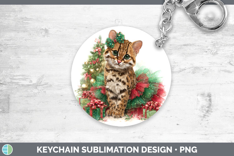 GorgeousWild Cats Cute Christmas Keychain design.