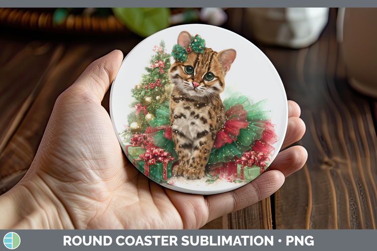 Margay Cat Round Coaster Wild Cats Cute Christmas Sublimatio