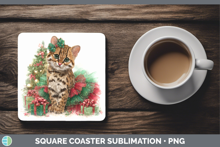 Margay Cat Square Coaster Wild Cats Cute Christmas Sublimati