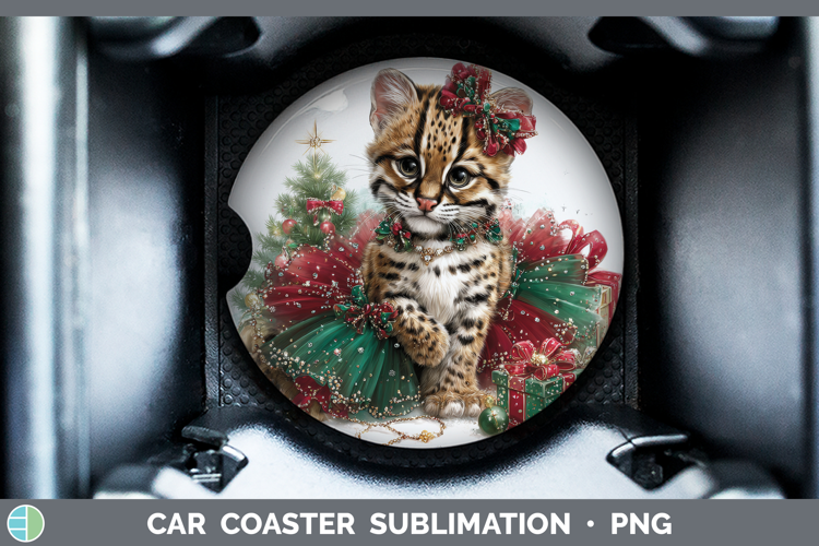 Ocelot Car Coaster Wild Cats Cute Christmas Sublimation Des