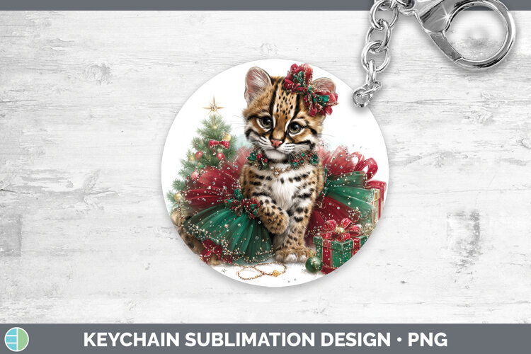GorgeousWild Cats Cute Christmas Keychain design.