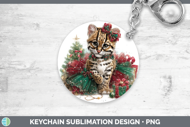 Ocelot Keychain Wild Cats Cute Christmas Sublimation Keyring