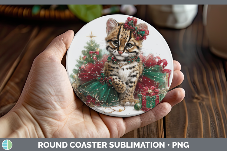 Ocelot Round Coaster Wild Cats Cute Christmas Sublimation Co