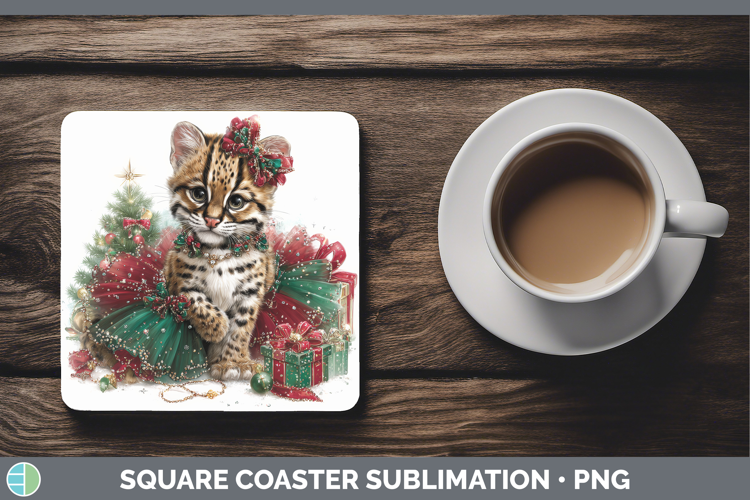 Ocelot Square Coaster Wild Cats Cute Christmas Sublimation C