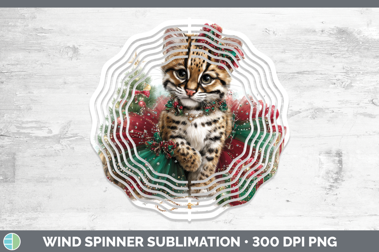 Ocelot Wind Spinner Wild Cats Cute Christmas Sublimation Spi