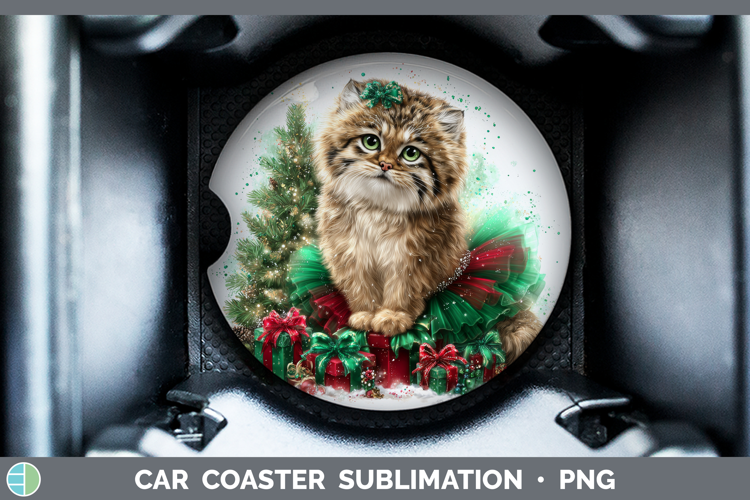 Pallas Cat Car Coaster Wild Cats Cute Christmas Sublimation