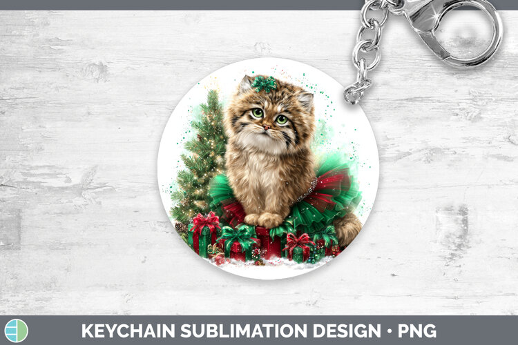 GorgeousWild Cats Cute Christmas Keychain design.